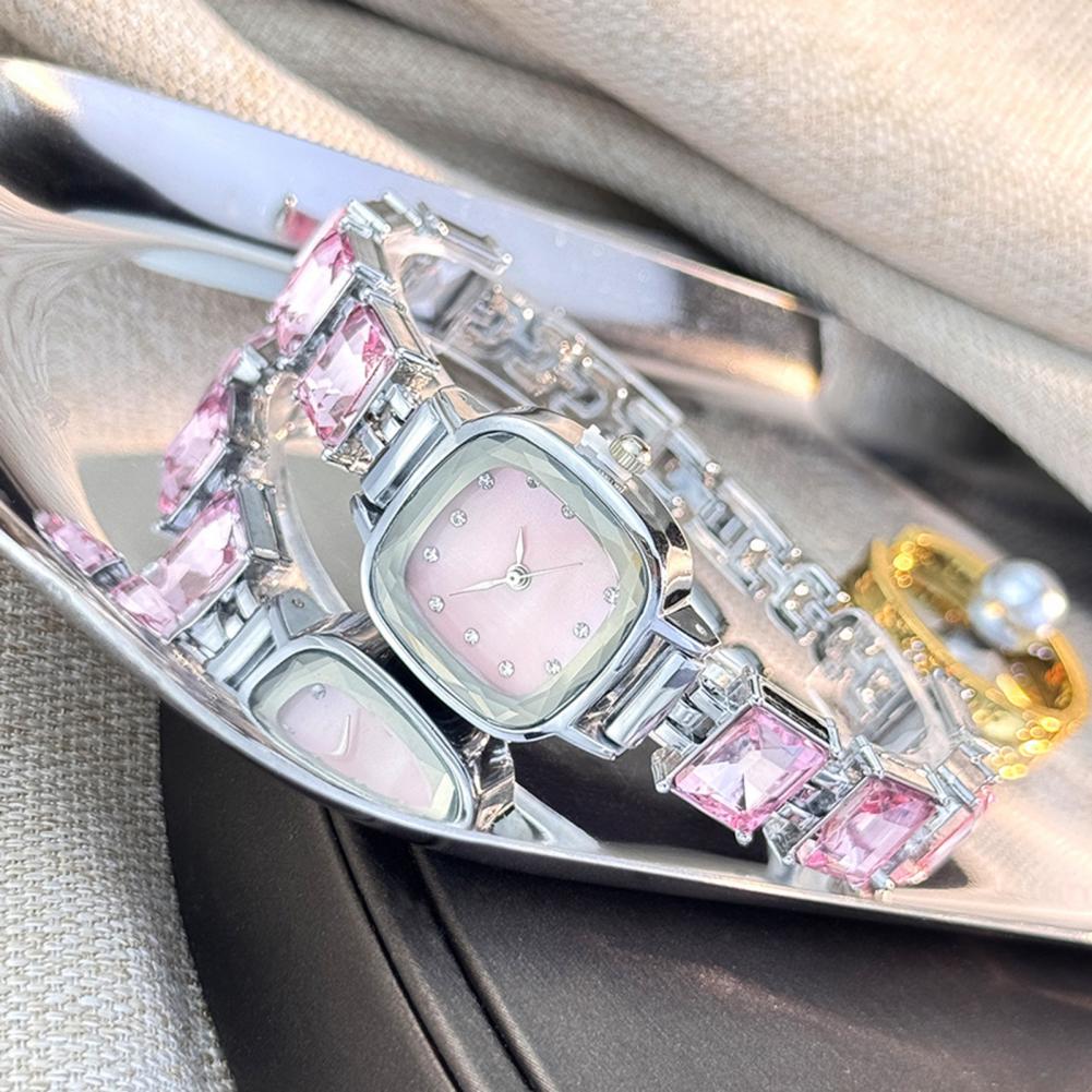 Luxury Watch For Girls - Montre-bracelet scintillante à cadran carré pour