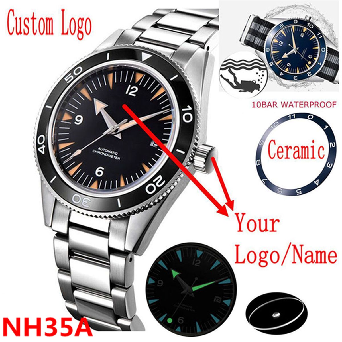 Logo personnalisé NH35 mouveme - Luxury Watch Market avis et prix
